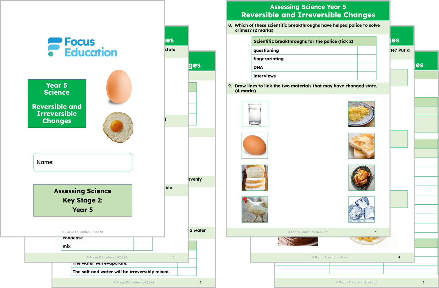 Science Y5: Which materials can or cannot be changed back to their original form?
