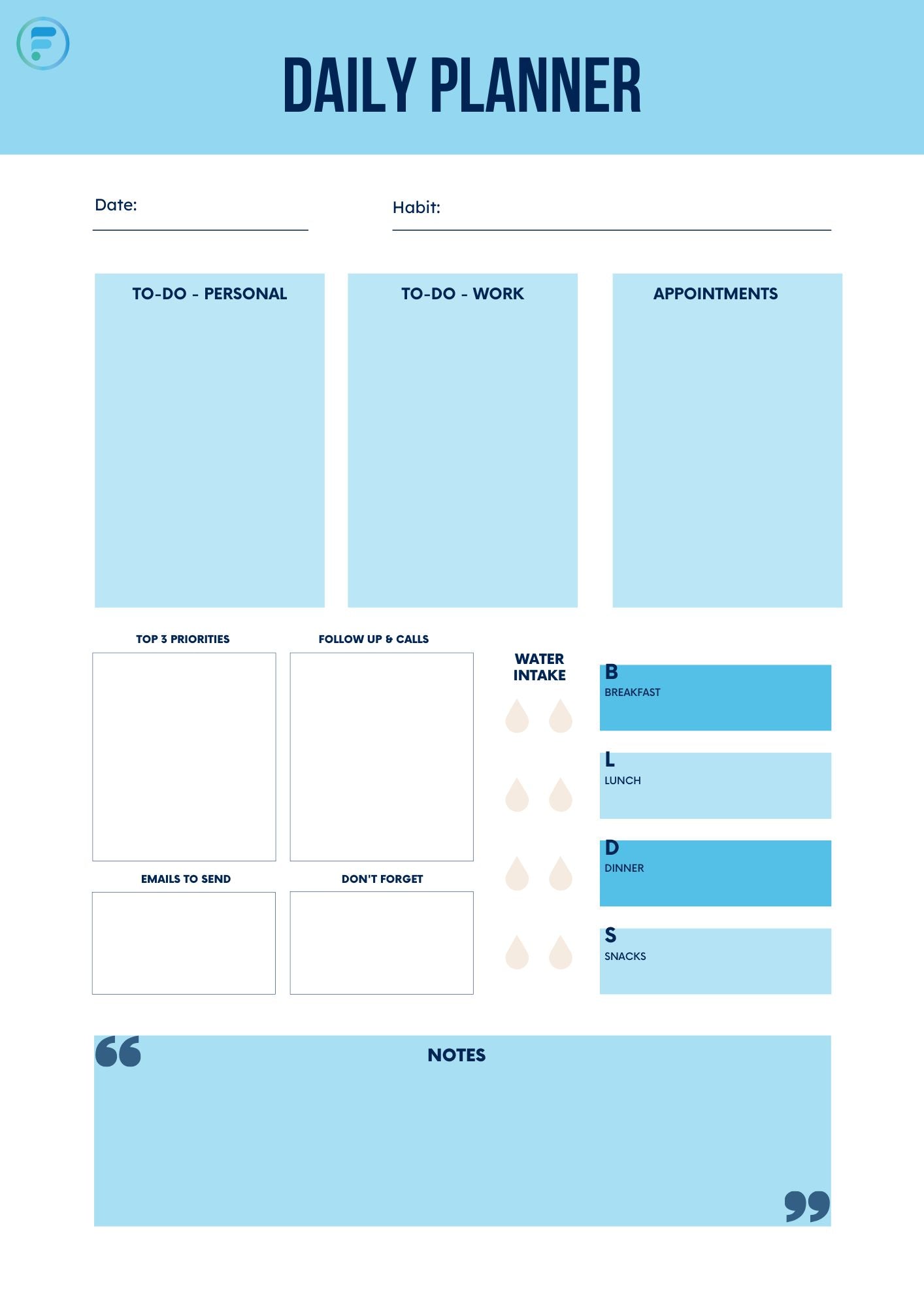 Daily Planners / To Do Lists (Free Downloads)