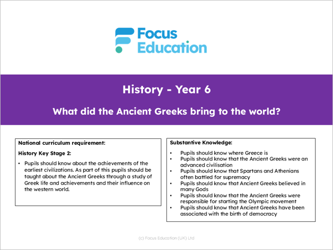 History Y6: What did the Ancient Greeks bring to the World?