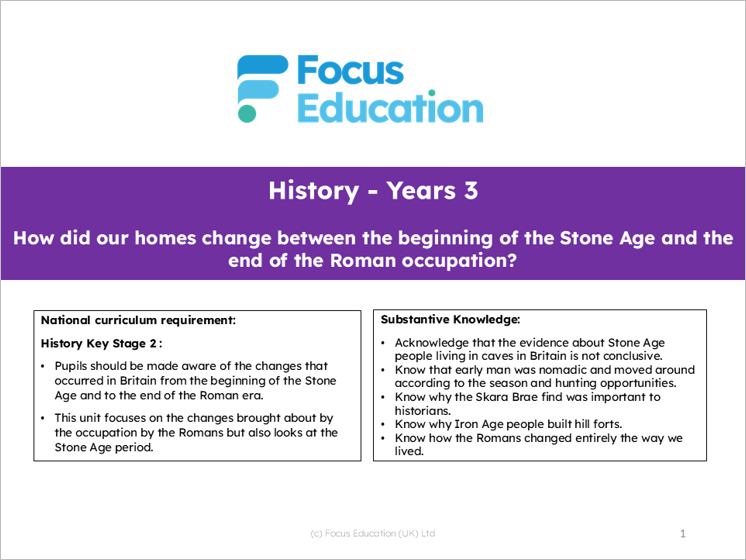 History Y3: How did our homes change between the beginning of the Stone Age and the end of the Roman occupation?