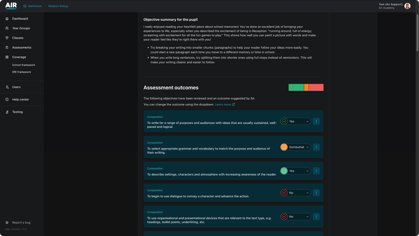 AIR – Instant Writing Assessment & Feedback