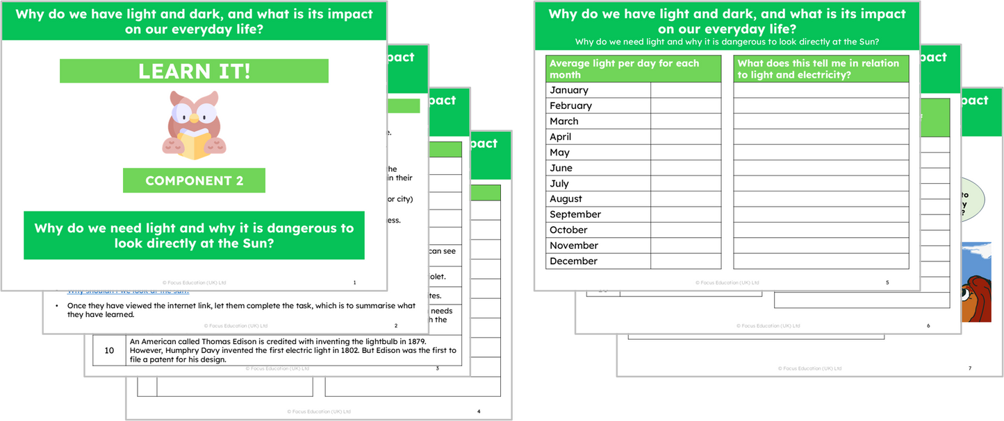 Science Y3: Why do we have light and dark and what is its impact on our everyday life?