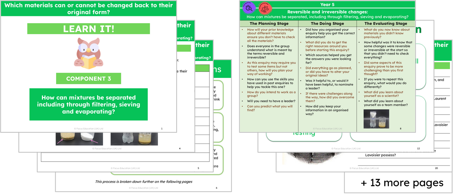 Science Y5: Which materials can or cannot be changed back to their original form?