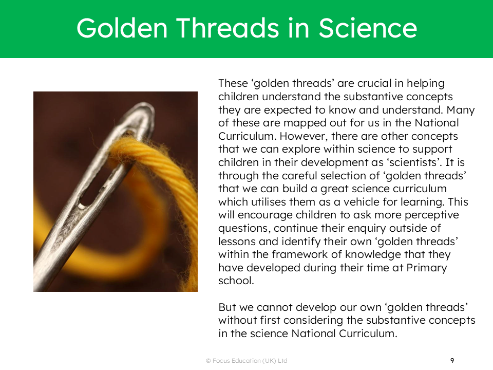 Golden Threads in Science: Taking your Curriculum to the Next Level