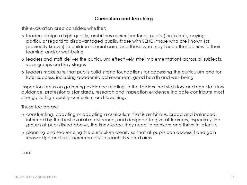 Ofsted Inspection Toolkit (Focus Mini)