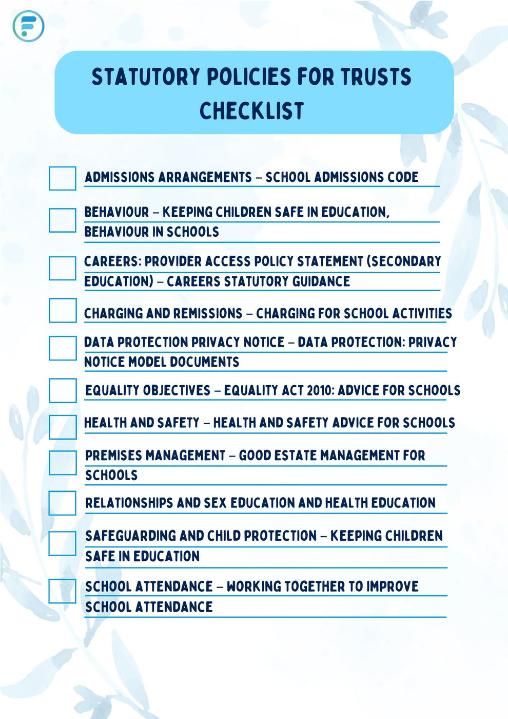 Check List Policy Checklist for Statutory Policies (Free Download) – Focus Education