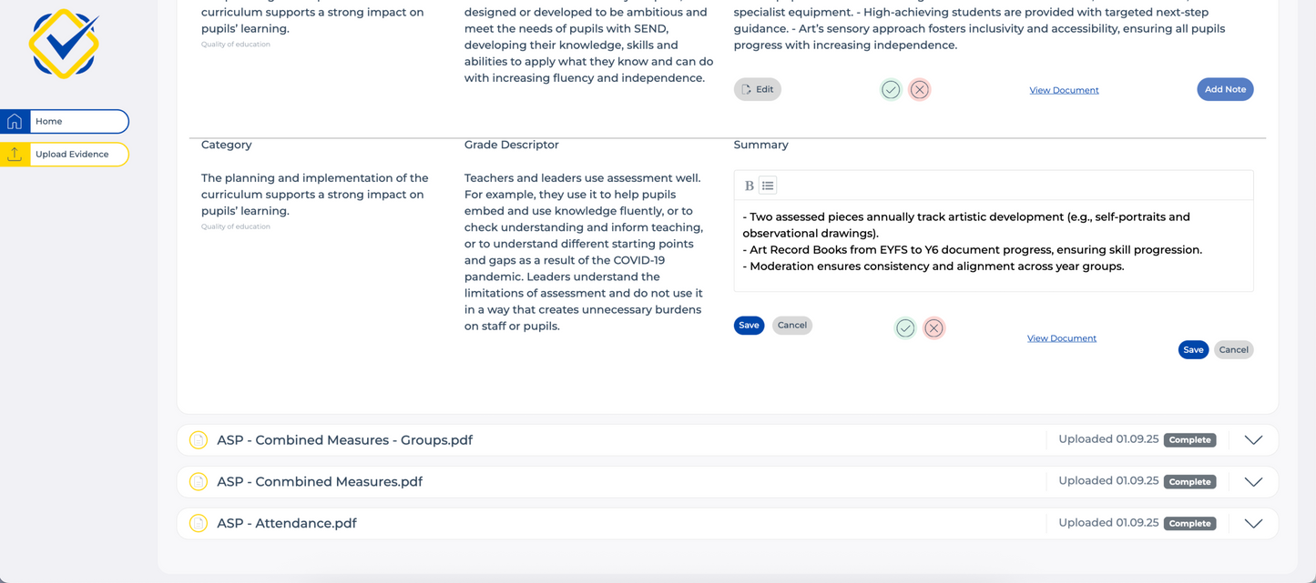 Intelligent Evidence - AI-Powered Ofsted preparation and self-evaluation tool