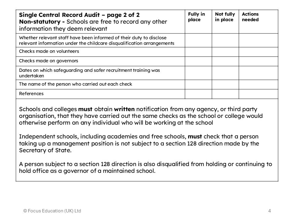 Safeguarding: Single Central Record (Download)