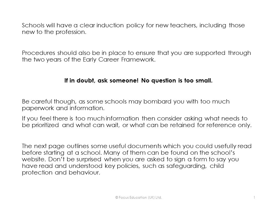 Early Career Teacher Handbook: A Practical Guide (Focus Mini)