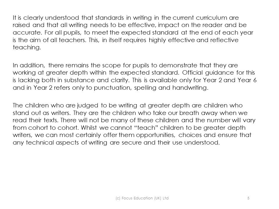 Writing at Greater Depth: Providing a Pathway for Able Writers