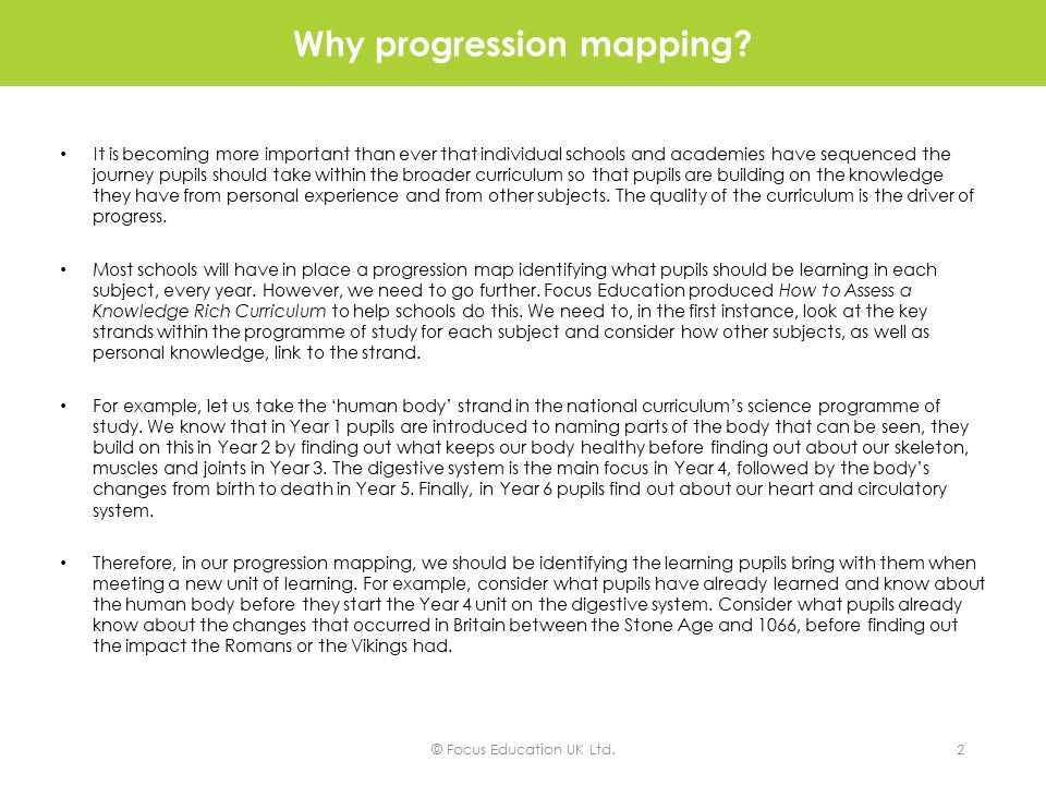 Progression Mapping for the Broader Curriculum: Including the Retrieva ...