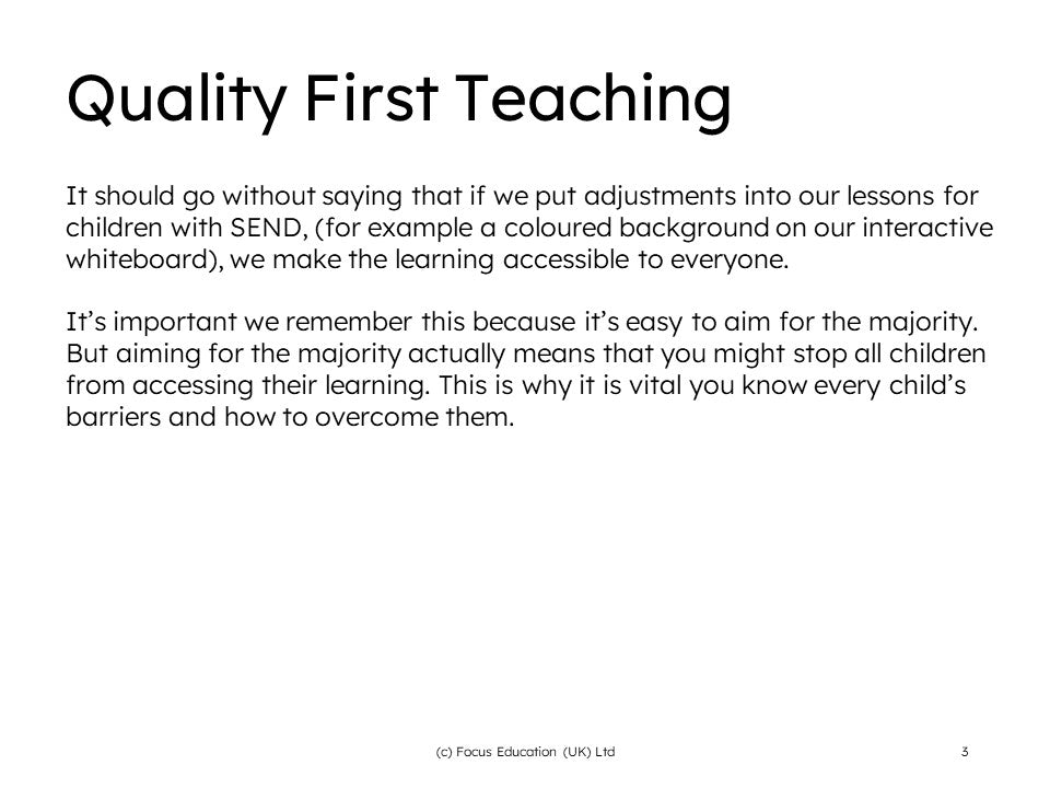 Supporting Children in SEND in a Mainstream Classroom (Focus Mini)
