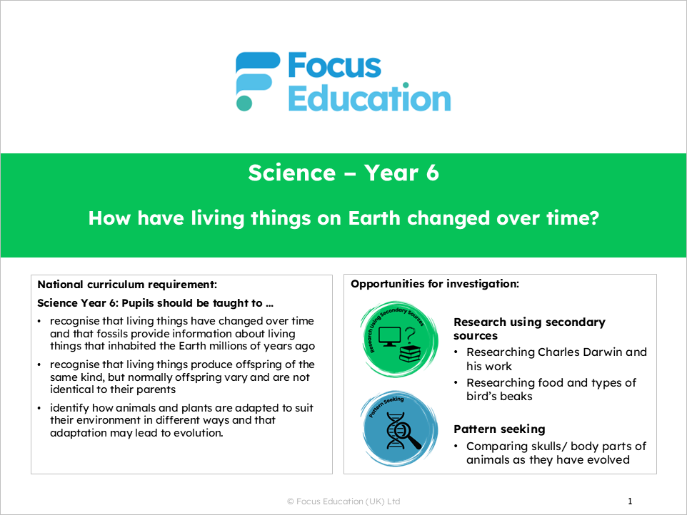Science Y6: How have living things on Earth changed over time?