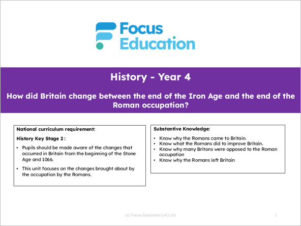 History Y4: How did Britain change between the end of the Iron Age and the end of the Roman occupation